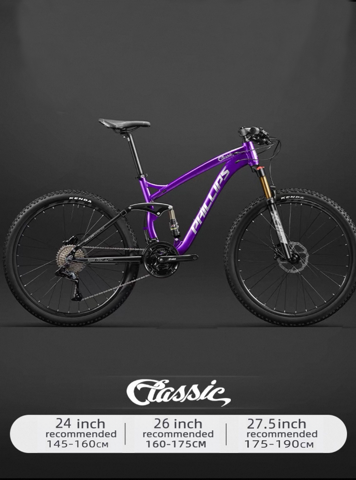 Philips Soft Tail Mountain Bike Full Suspension Shimano Gears Hydraulic Disc MTB