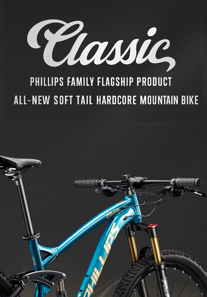 Philips Soft Tail Mountain Bike Full Suspension Shimano Gears Hydraulic Disc MTB