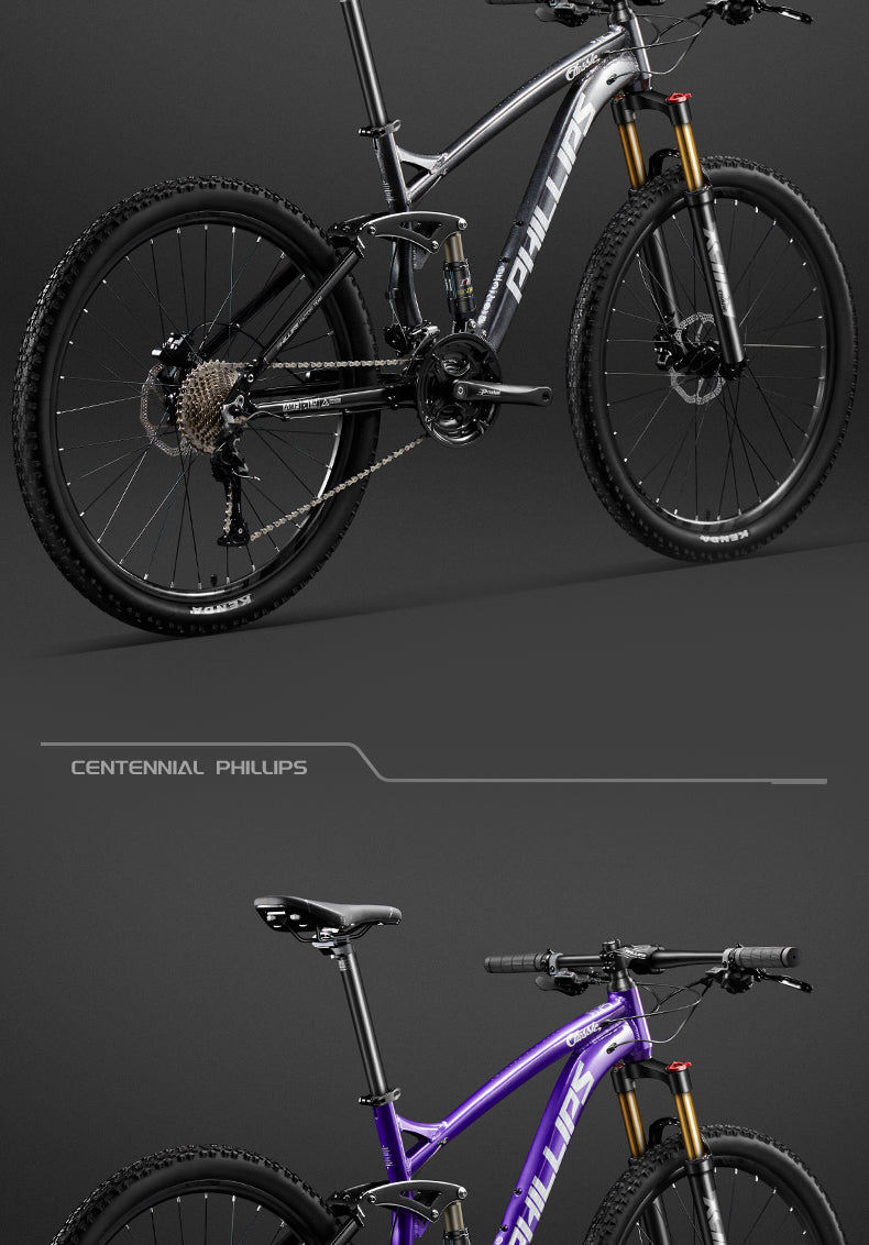 Philips Soft Tail Mountain Bike Full Suspension Shimano Gears Hydraulic Disc MTB